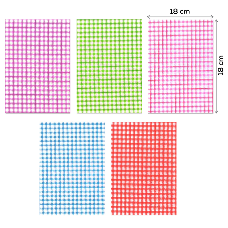 Light Gray MultiCraft Fabric Designer Swatches-Gingham Patch 10ct, A5, 15.24x21cm, 2x5 Colours (10 Pieces) Craft Basics