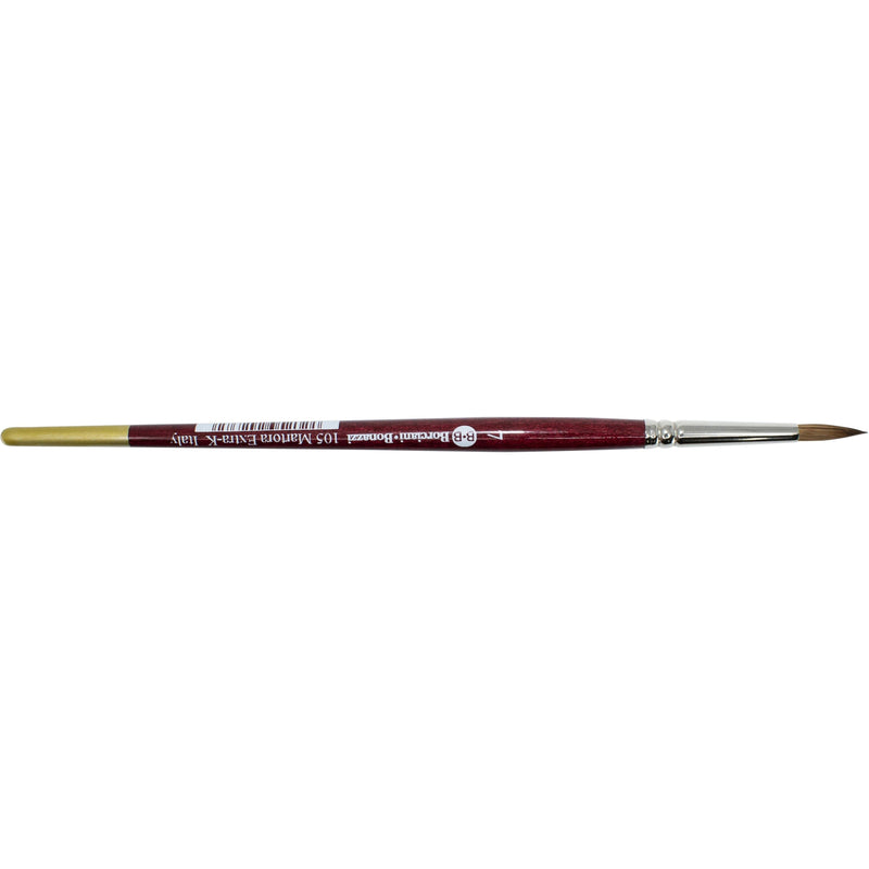 White Borciani Series 105 Kolinsky Sable Round Nickel Plated Brass Ferrule Short Handle Professional Artist Paint Brush Size 7 Paint Brushes