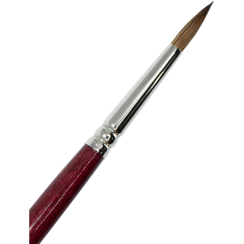 Gray Borciani Series 105 Kolinsky Sable Round Nickel Plated Brass Ferrule Short Handle Professional Artist Paint Brush Size 7 Paint Brushes