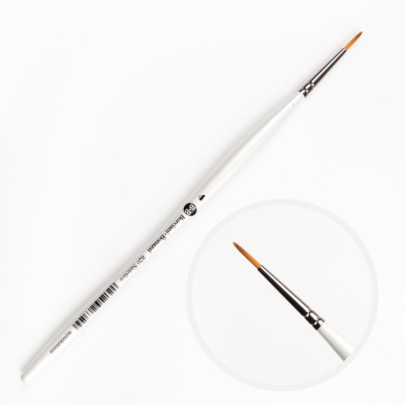 White Smoke Borciani Bonazzi Professional Artist Brush UNICO Series 820 SIZE 4 Flamed Synthetic Short Handle Round Made in Italy Paint Brushes