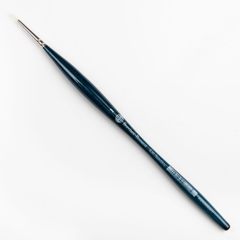 Black Borciani Bonazzi Professional Artist Brush UNICO Series 830 SIZE 1 Off-White Synthetic Short Handle Round Made in Italy Paint Brushes