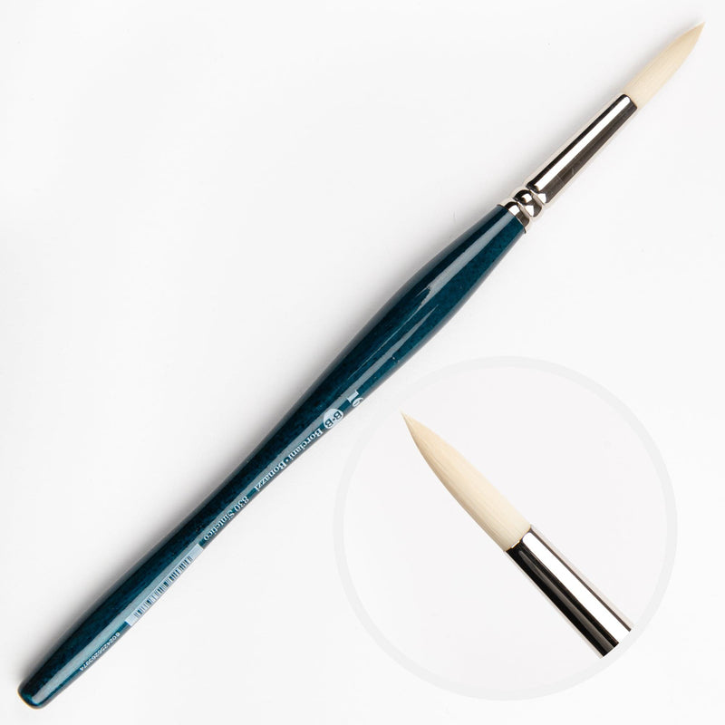 White Smoke Borciani Bonazzi Professional Artist Brush UNICO Series 830 SIZE 16 Off-White Synthetic Short Handle Round Made in Italy Paint Brushes
