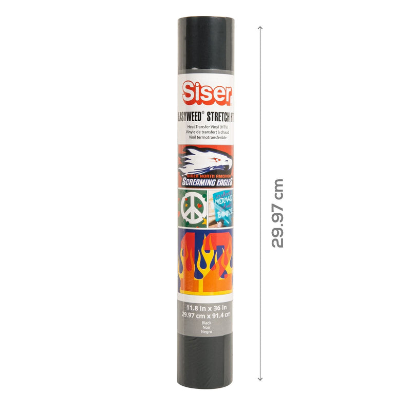 Orange Red Siser EasyWeed Stretch Heat Transfer Vinyl  30x91cm Roll - Black Vinyl
