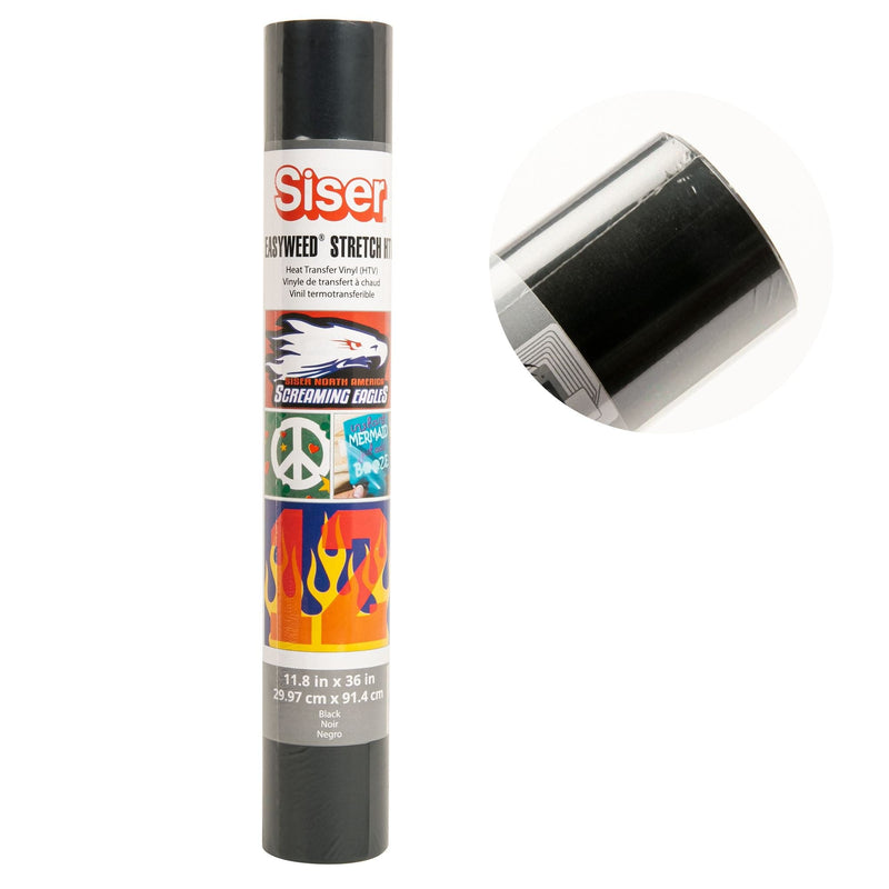 Dark Orange Siser EasyWeed Stretch Heat Transfer Vinyl  30x91cm Roll - Black Vinyl