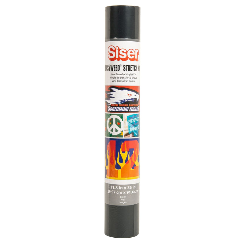 Dark Orange Siser EasyWeed Stretch Heat Transfer Vinyl  30x91cm Roll - Black Vinyl