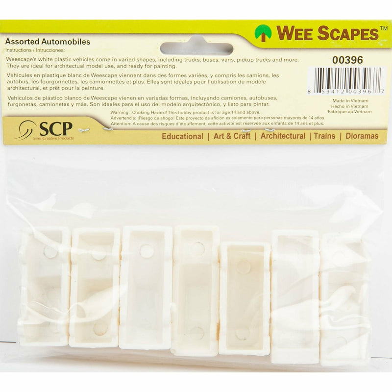 Beige Wee Scapes Assorted Automobiles (7 Pack) Architectural Model Supplies