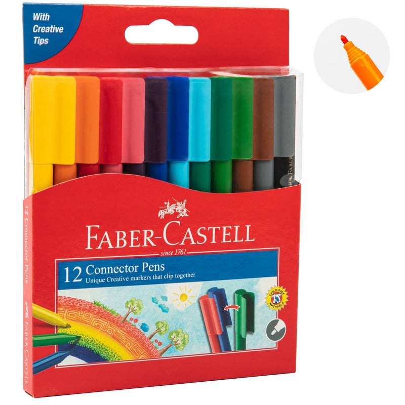 Firebrick Faber Castell Connector Pens- Set of 12 Kids Markers