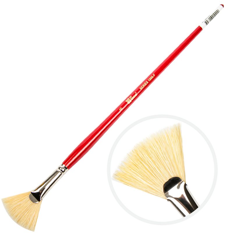Bisque Art Spectrum Brush Series 1000 Interlocked Hog Bristle - Fan Size - 6 Paint Brushes
