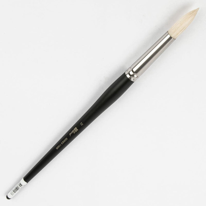 White Smoke Art Spectrum Brush Series 1100 Interlocked Hog Bristle - Round Size - 12 Paint Brushes