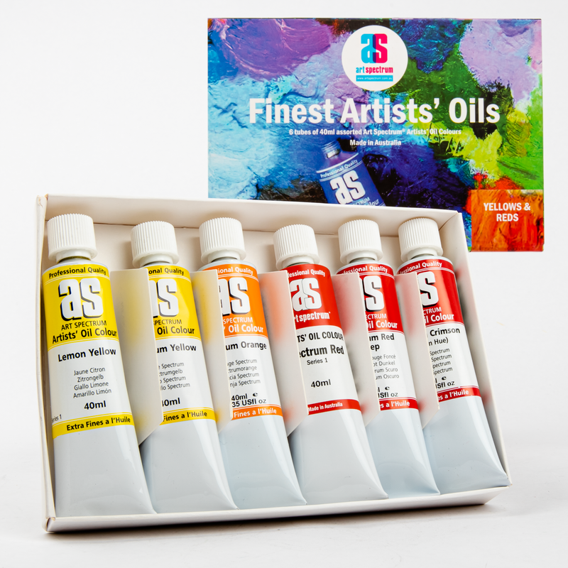 Light Gray Art Spectrum  Artists' Oil Colours- Yellows & Reds - Set Of 6 Oil Paints