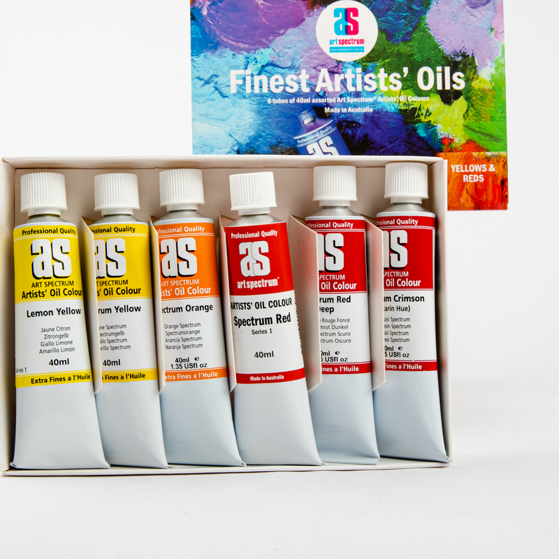 Light Gray Art Spectrum  Artists' Oil Colours- Yellows & Reds - Set Of 6 Oil Paints