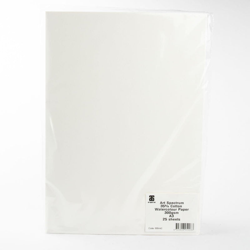 White Smoke Art Spectrum  35% Cotton Watercolour A3 Paper 300GSM 25 Sheets Paper Packs and Rolls