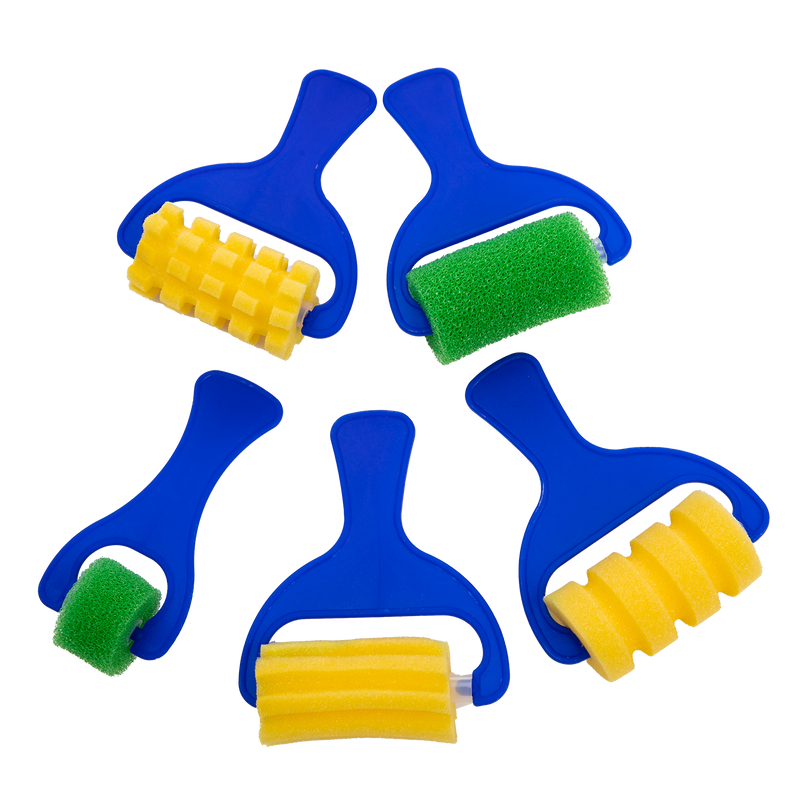 Medium Blue Tim & Tess Patterned Foam Rollers Set (5 Pieces) Kids Painting Acccessories