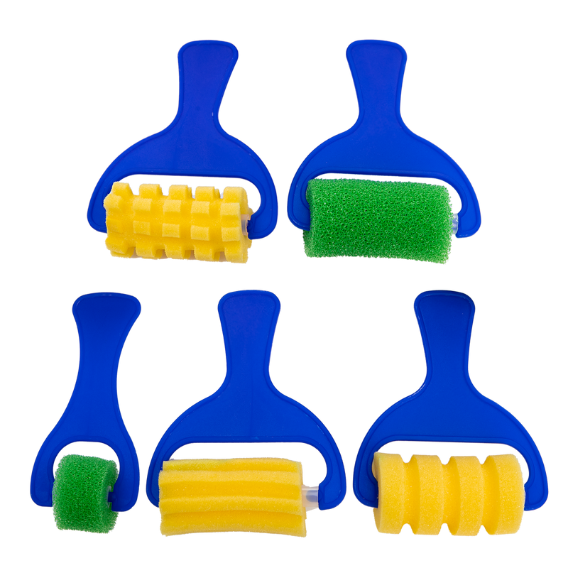 Medium Blue Tim & Tess Patterned Foam Rollers Set (5 Pieces) Kids Painting Acccessories