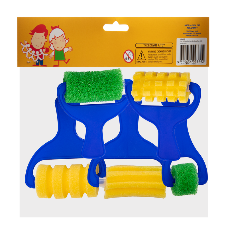 Light Gray Tim & Tess Patterned Foam Rollers Set (5 Pieces) Kids Painting Acccessories