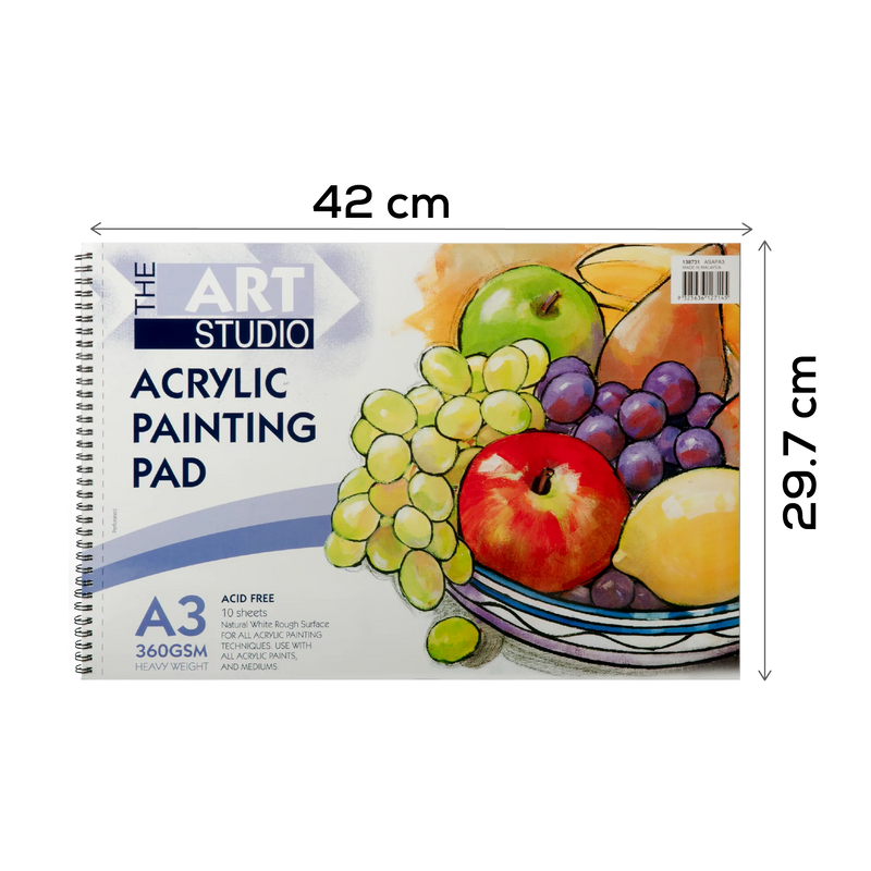 Art Studio  360gsm Acrylic Painting Pad A3  10 Sheets