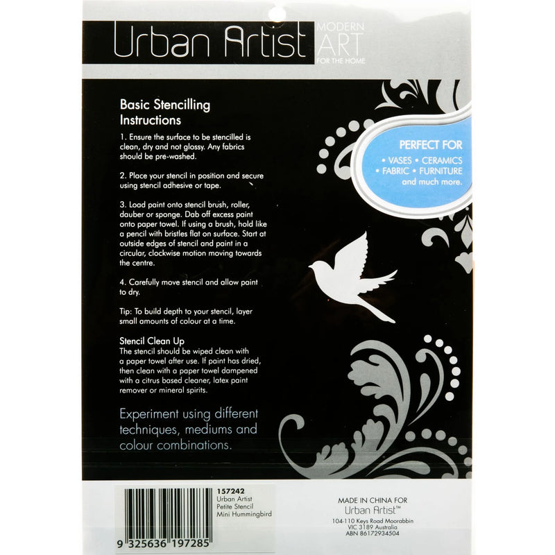 Black Urban Artist Petite Stencil Mini Hummingbird Stencils And Templates