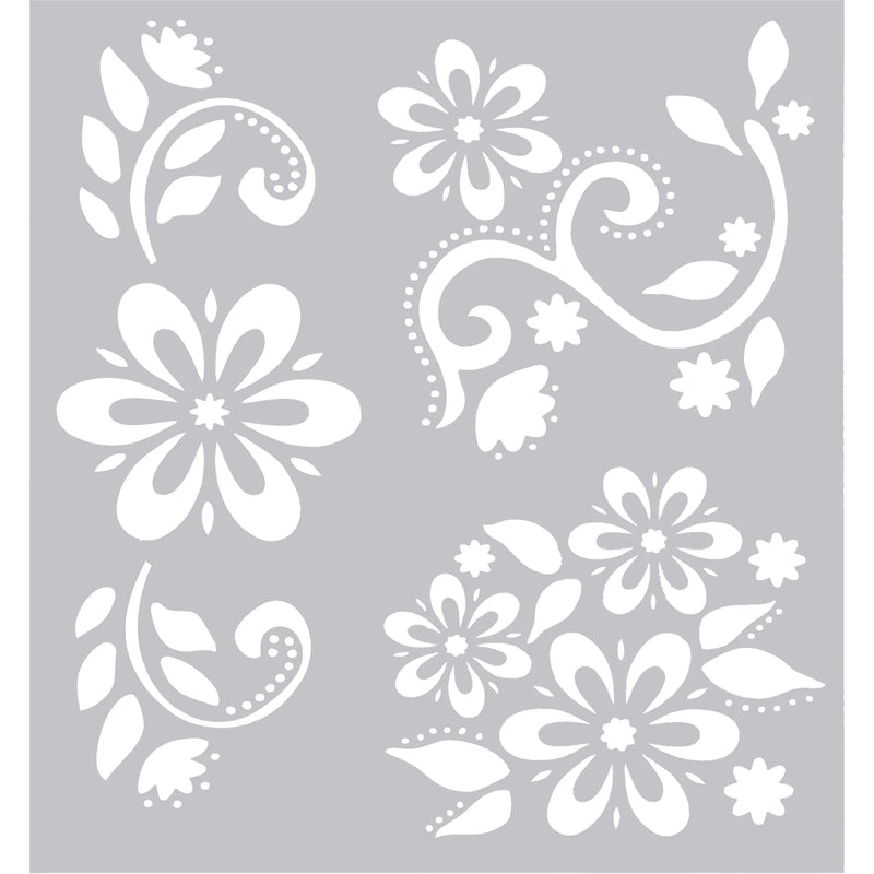 Gray Urban Artist Decorative Stencils Floral Emblems Stencils and Templates