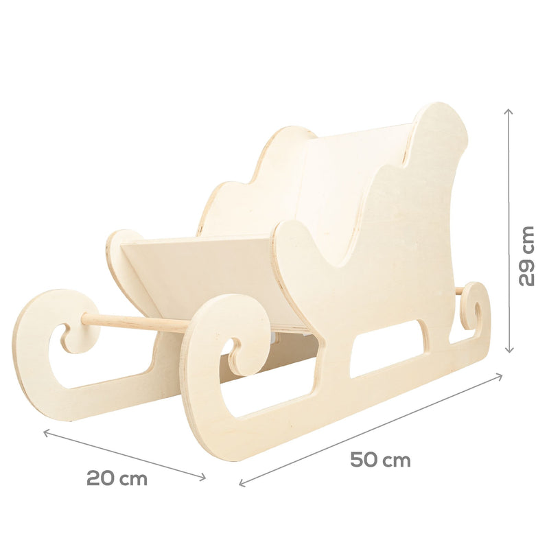 Antique White Make A Merry Christmas Jumbo Plywood Sleigh 50cm x 20cm x 29cm Christmas
