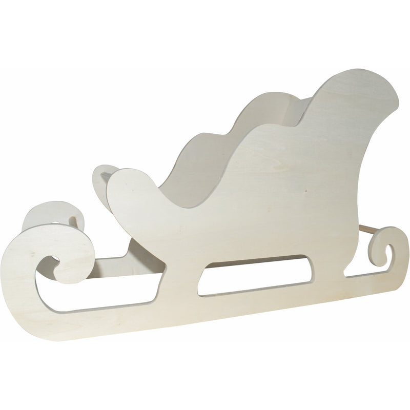 Gray Make A Merry Christmas Jumbo Plywood Sleigh 50cm x 20cm x 29cm Christmas