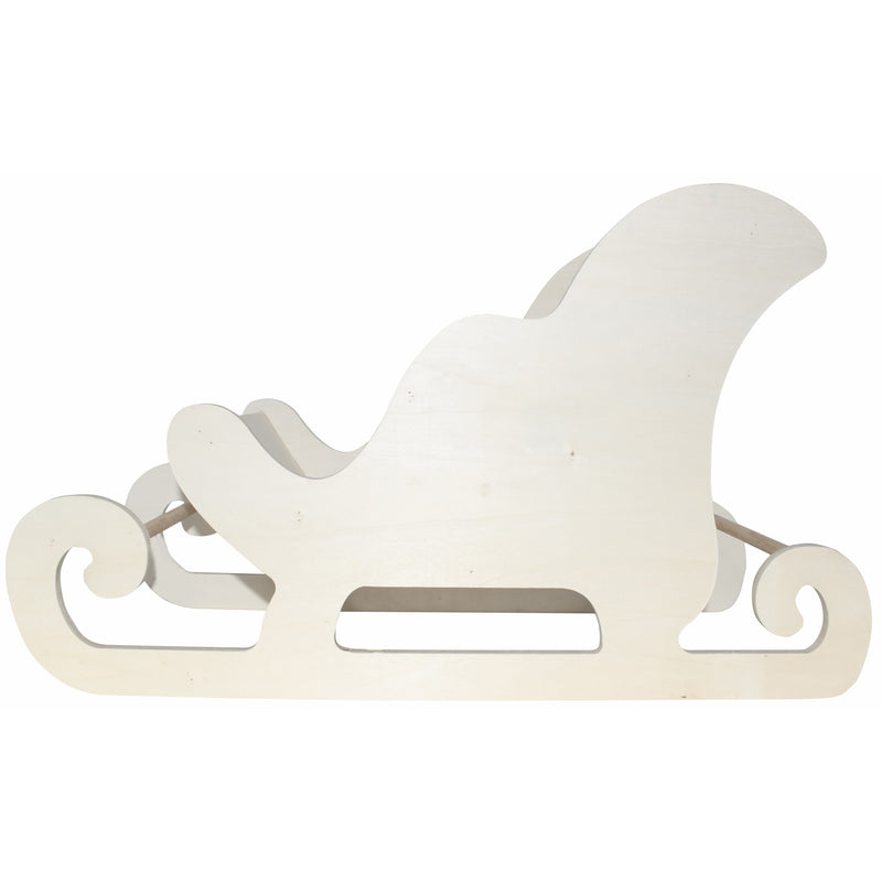 Beige Make A Merry Christmas Jumbo Plywood Sleigh 50cm x 20cm x 29cm Christmas