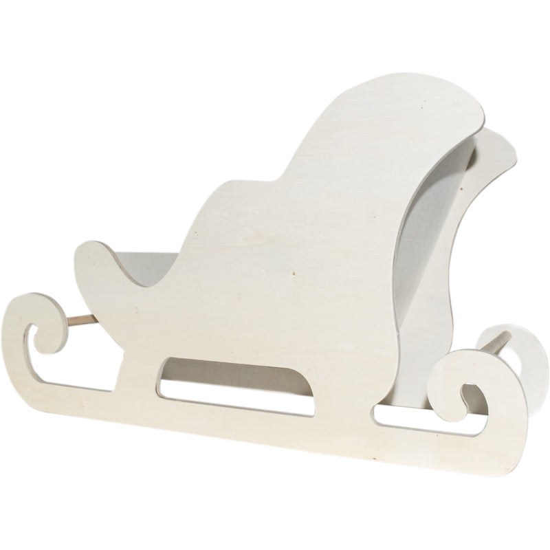 Antique White Make A Merry Christmas Jumbo Plywood Sleigh 50cm x 20cm x 29cm Christmas
