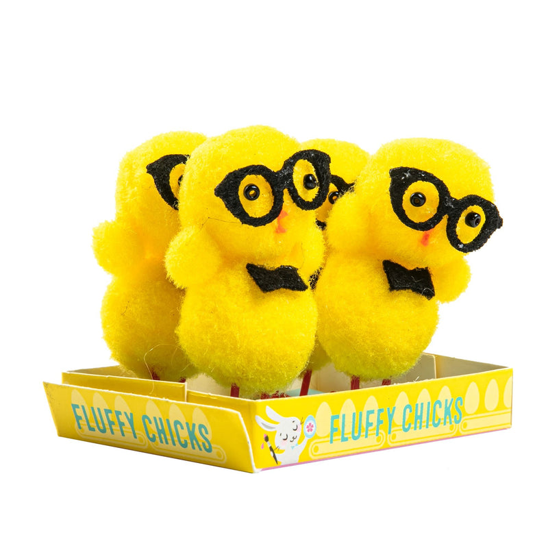 Gold Art Star Easter Chenille Chicks with Glasses and Bow Tie 4p Easter