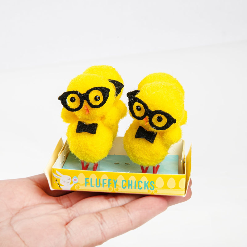 Gold Art Star Easter Chenille Chicks with Glasses and Bow Tie 4p Easter