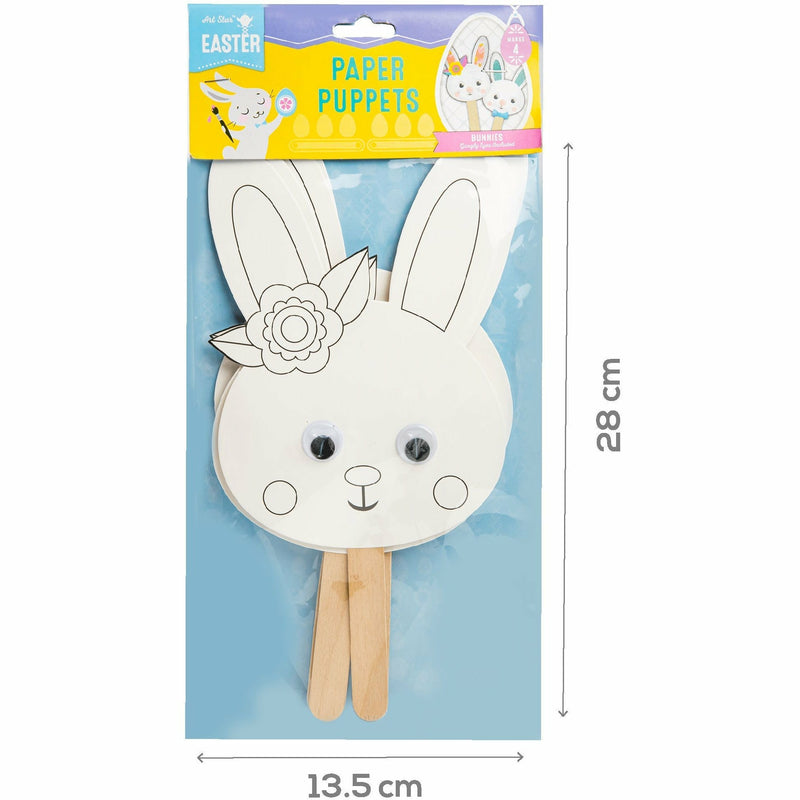Beige Art Star Easter Paper Puppets with Googly Eyes 4pk Easter