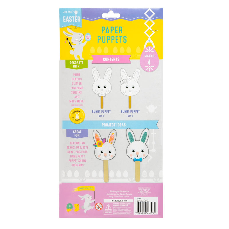 Lavender Art Star Easter Paper Puppets with Googly Eyes 4pk Easter