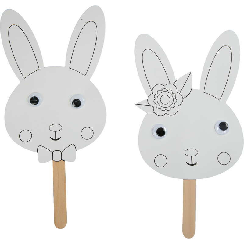 Light Gray Art Star Easter Paper Puppets with Googly Eyes 4pk Easter