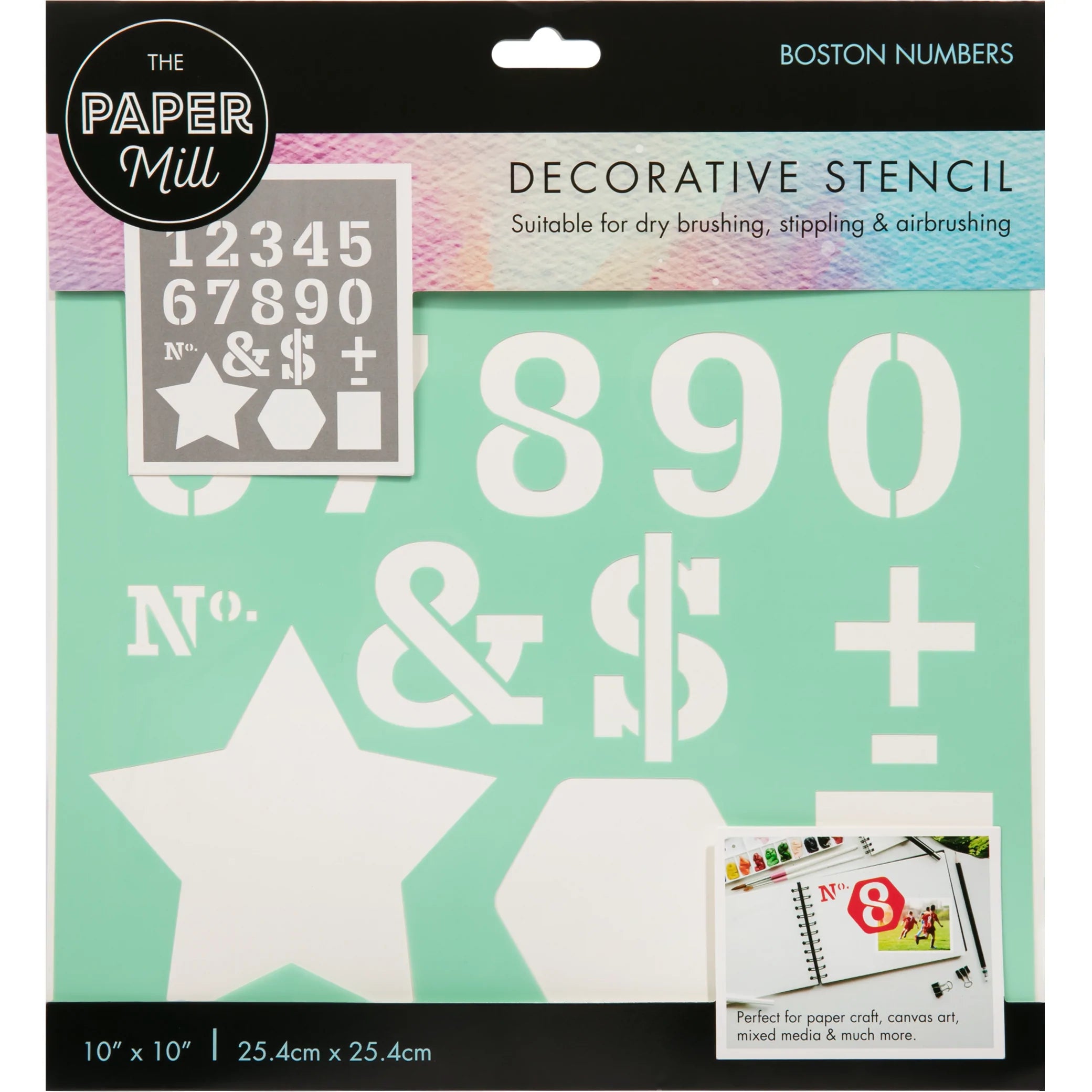 Boston Block Number The Paper Mill Decorative Stencils 25 x 25cm Boston Numbers