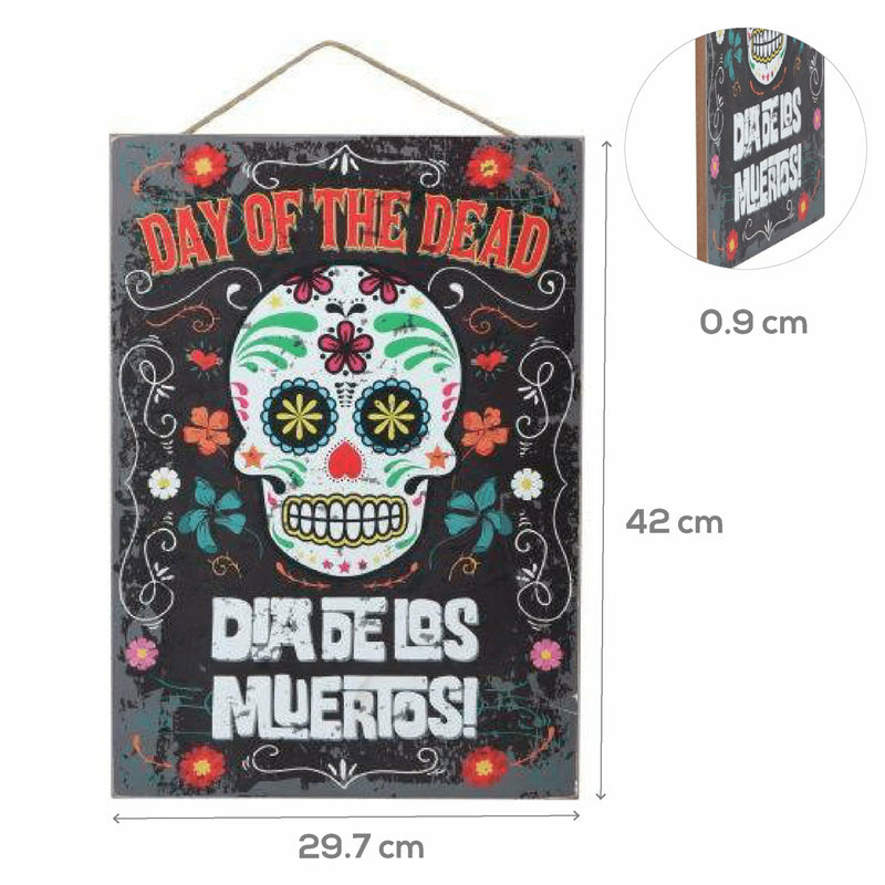 Dark Slate Gray MDF Day of the Dead A3 Sign Halloween
