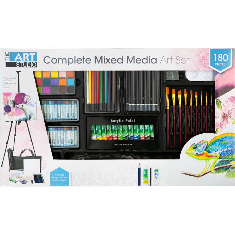 Light Gray The Art Studio Complete Mixed Media Art Set (180 Pieces) Mixed Media Sets