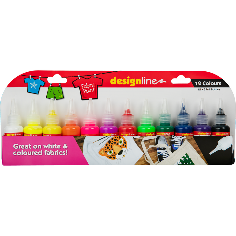 Light Gray Design Line Fabric Paint Assorted Colours 35mL (12 Pack) Fabric Paints And Dyes