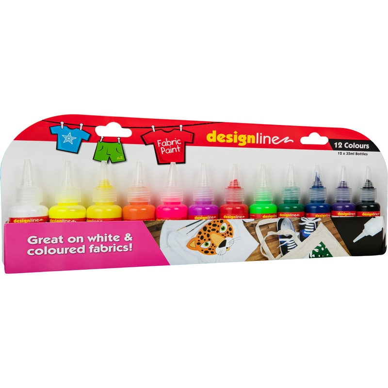 Light Gray Design Line Fabric Paint Assorted Colours 35mL (12 Pack) Fabric Paints And Dyes