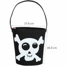 Black Art Star Halloween Felt Skull & Crossbones Bucket 18 x 17.5cm Halloween