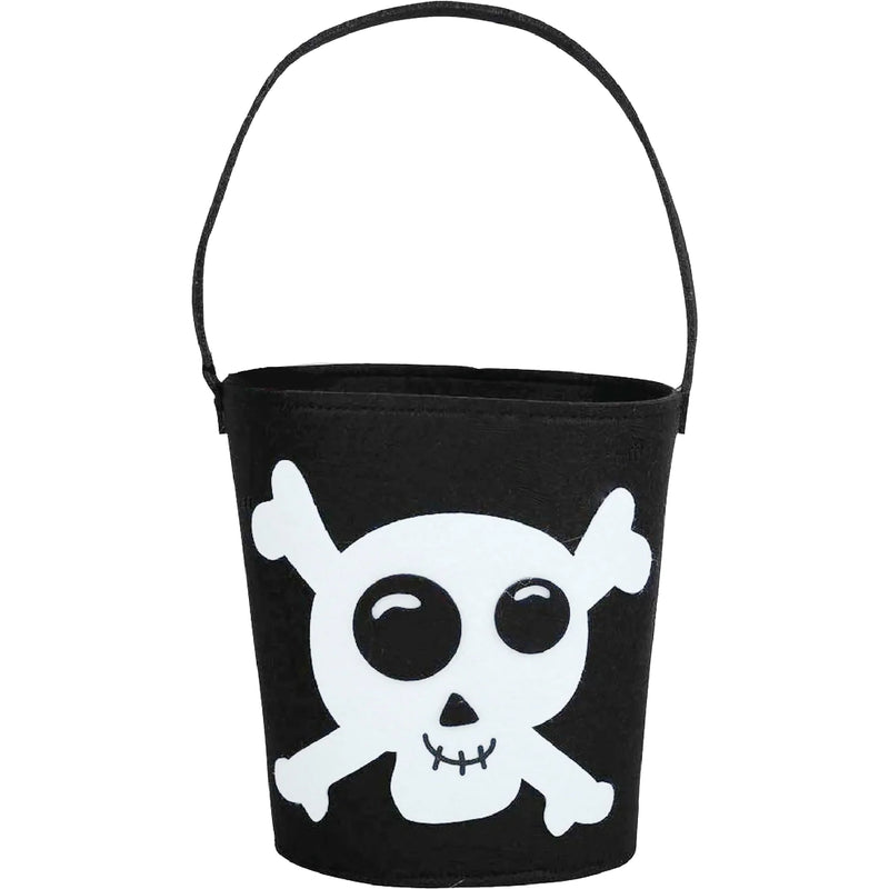 Art Star Halloween Felt Skull & Crossbones Bucket 18 x 17.5cm