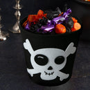 Black Art Star Halloween Felt Skull & Crossbones Bucket 18 x 17.5cm Halloween