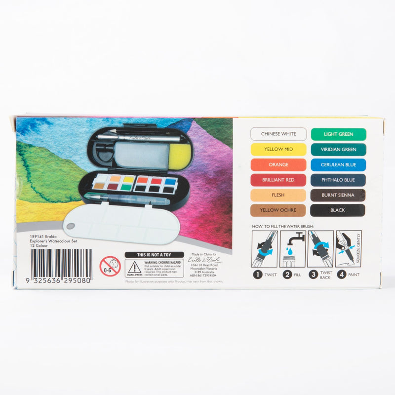 Rosy Brown Eraldo Explorers Watercolour Set 12 colour Watercolour Paints