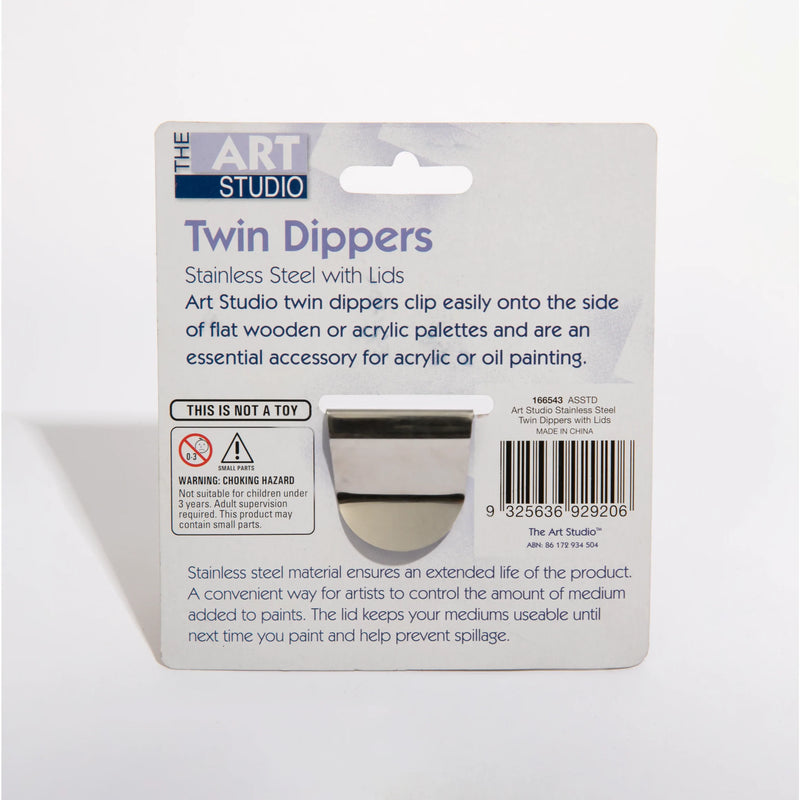 Light Gray Art Studio Stainless Steel Twin Dippers Painting Accessories