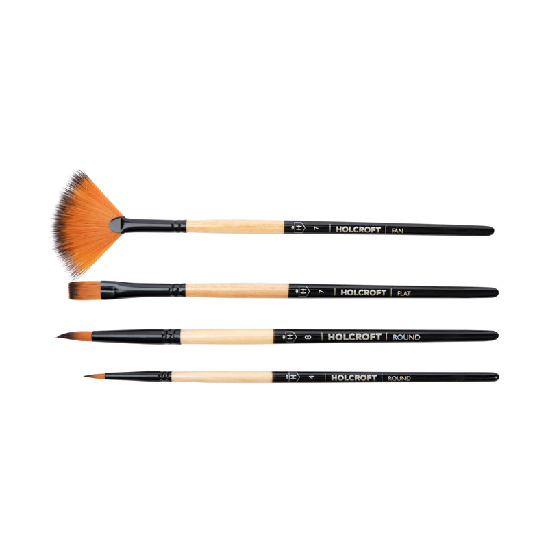 Tan Holcroft Taklon Multi Media Brushes Gold Smoke 4 Pack Brushes