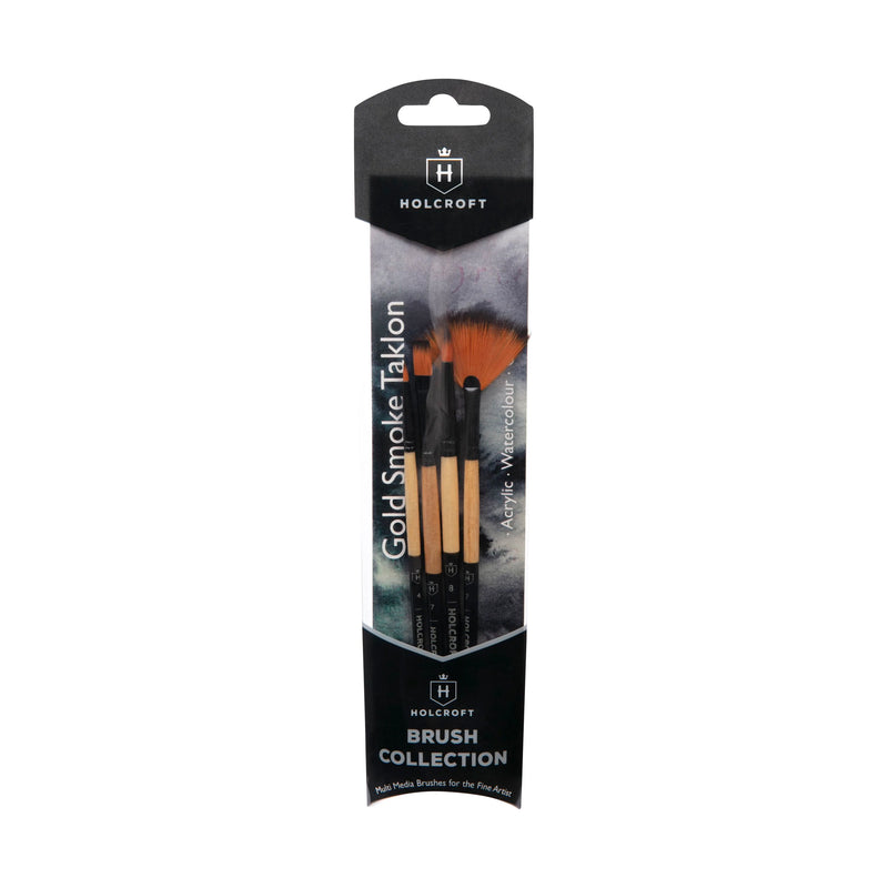 Dark Slate Gray Holcroft Taklon Multi Media Brushes Gold Smoke 4 Pack Brushes