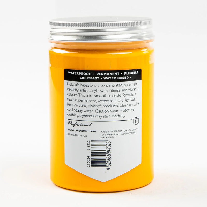 Orange Holcroft Professional Acrylic Impasto Paint  Arylamide Yellow S1 250ml Acrylic Paints