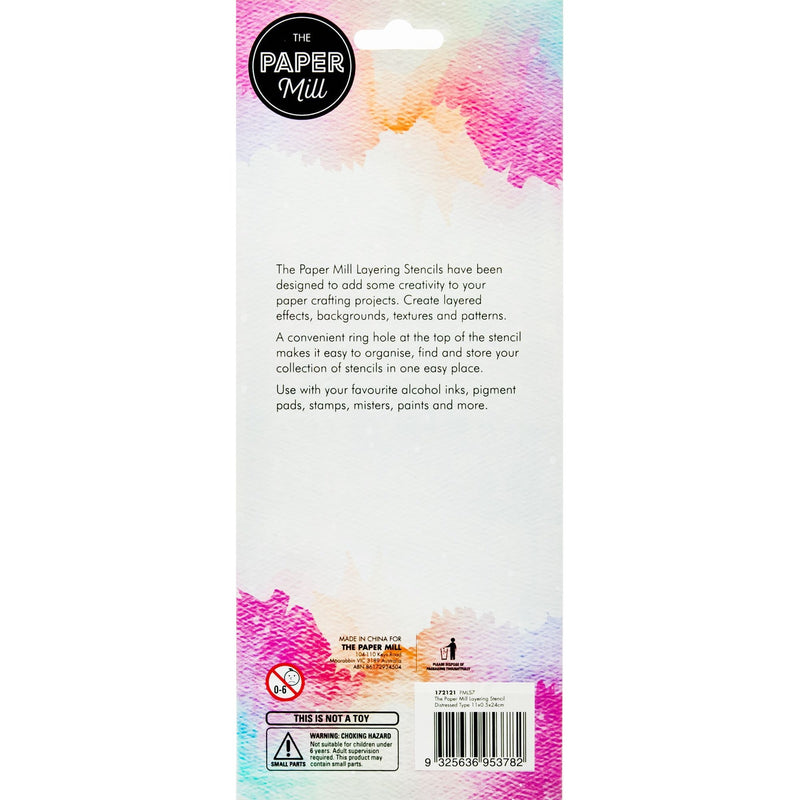 White Smoke The Paper Mill Layering Stencil Distressed Type 11 x 0.5 x 24cm Stencils And Templates