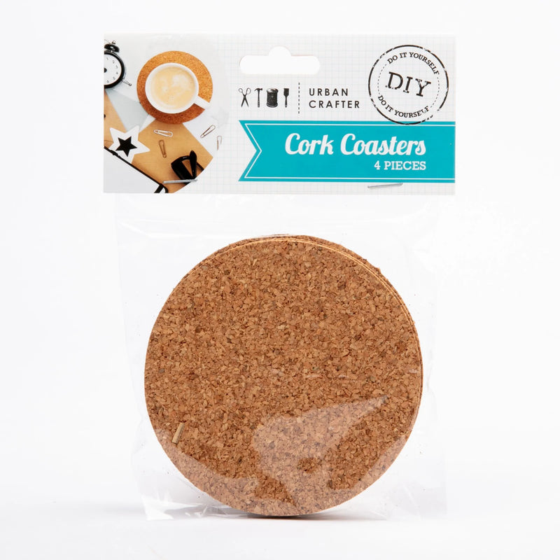 Sienna Urban Crafter Round Cork Coasters 10cm diameter x 3mm (4 Pieces)