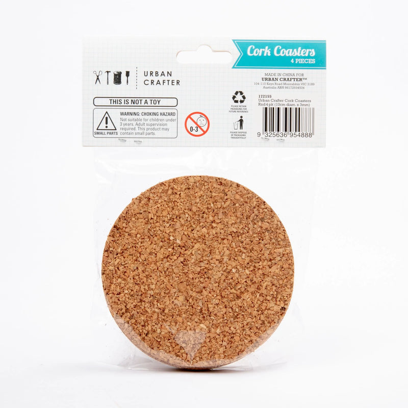 Dark Salmon Urban Crafter Round Cork Coasters 10cm diameter x 3mm (4 Pieces)