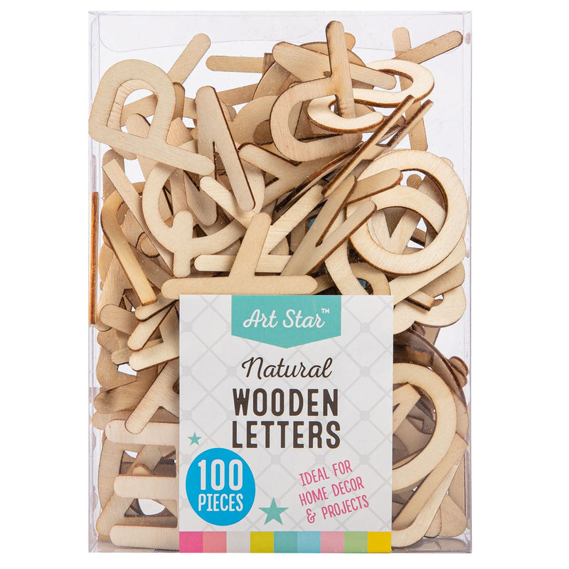 Tan Art Star Natural Wooden Letters 100 Pieces Kids Craft Basics