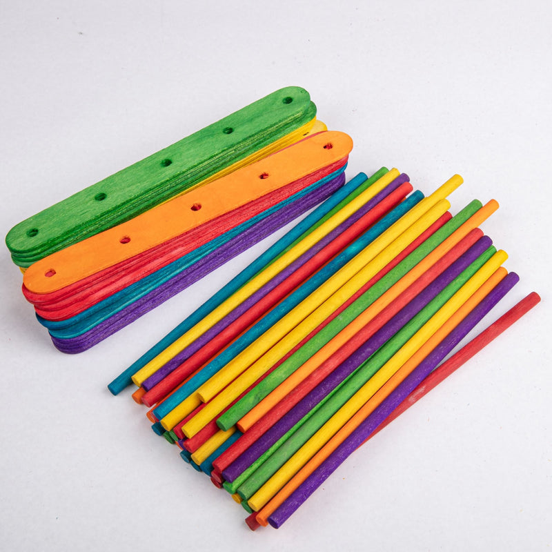 Gold Art Star Jumbo Coloured Craft Sticks and Dowel 70 Pieces Craft Basics