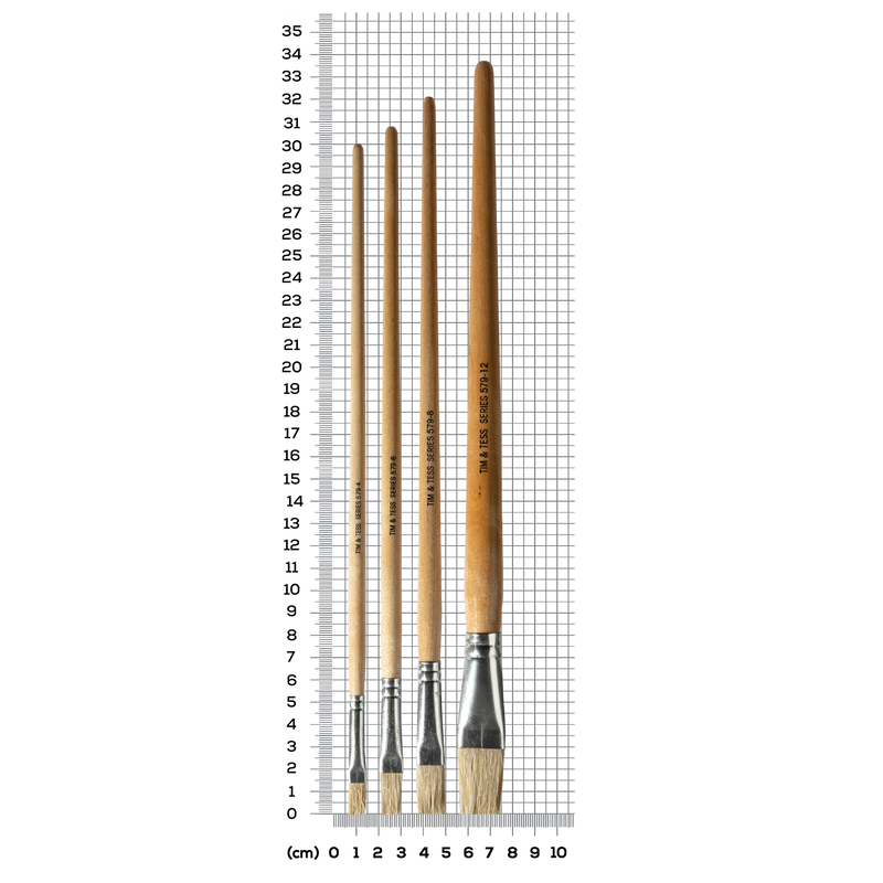 Dim Gray Tim & Tess Flat Long Handle Paintbrushes (4 Pack) Kids Paint Brushes